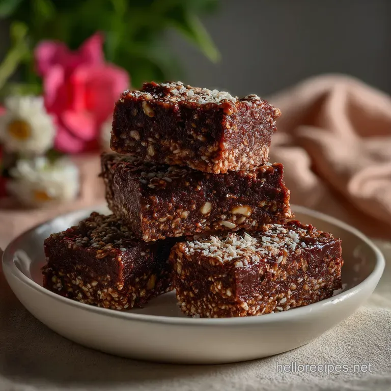 Dark Chocolate Amaranth Bars Vegan Glutenfree: No-Bake! presentation
