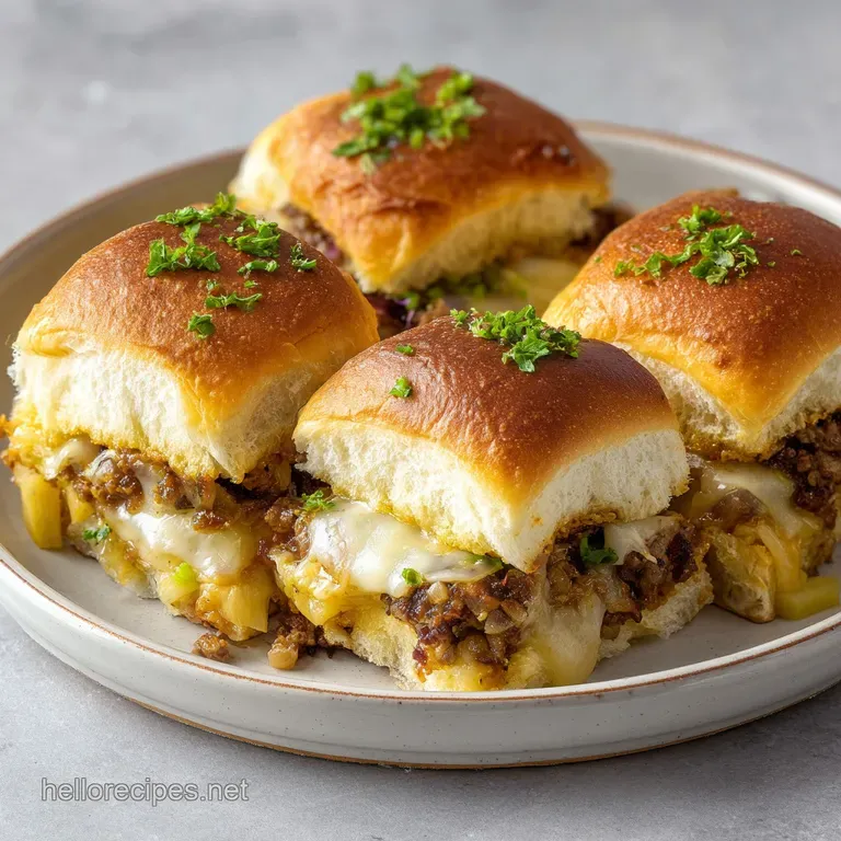 Mini toasted sandwiches on a wooden board, featuring bubbly melted cheese and a side of zesty oil and vinegar dip.