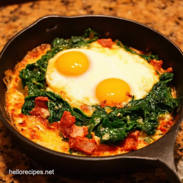 Chorizo Spinach Baked Eggs a Speedy Weekday Winner presentation