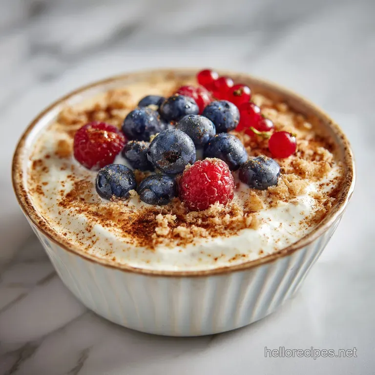 A spoonful of smooth cheesecake dip, flecked with cinnamon, artfully scooped onto a dessert plate with a cookie.