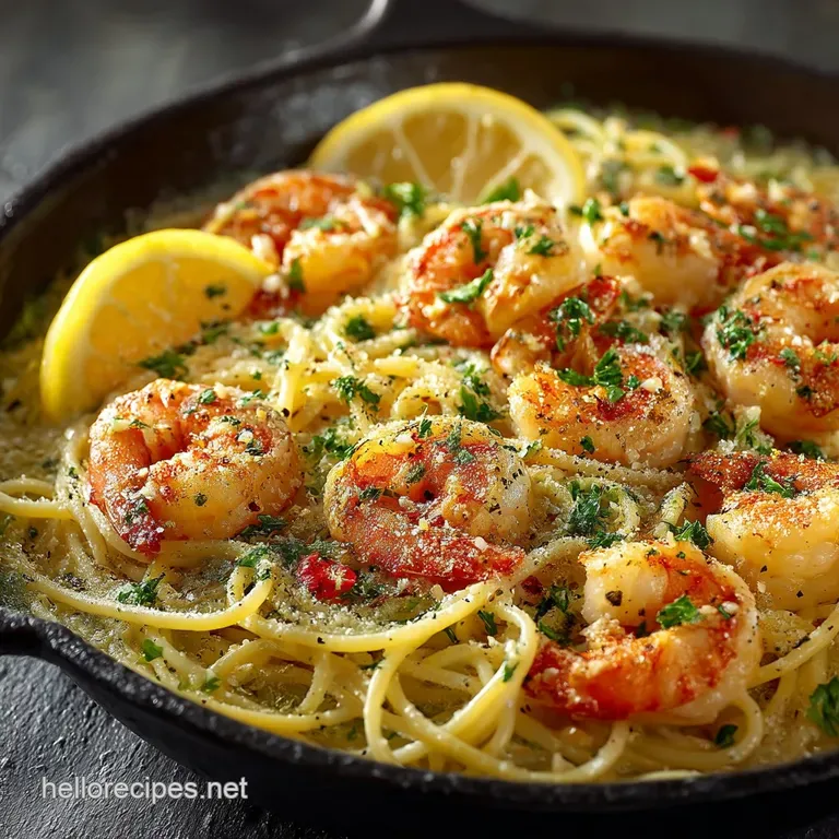 The 30Minute Triumph Classic Lemongarlic Shrimp Scampi Pasta presentation
