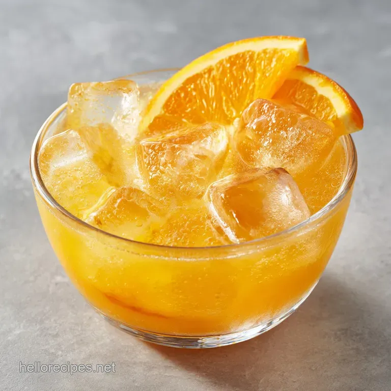 Chilled orange cocktail in a stemmed glass resting on a white marble table beside a slice of citrus and a linen napkin.