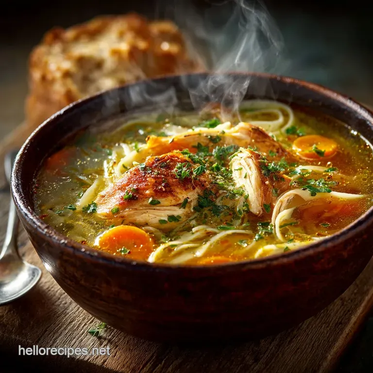 A Grandm&egrave;res Cure the Classic Clearbroth Chicken Noodle Soup presentation