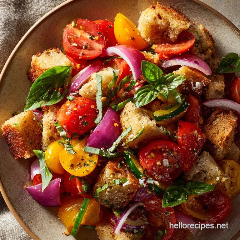 Panzanella Salad the Classic Easy Tuscan Bread and Tomato Recipe presentation