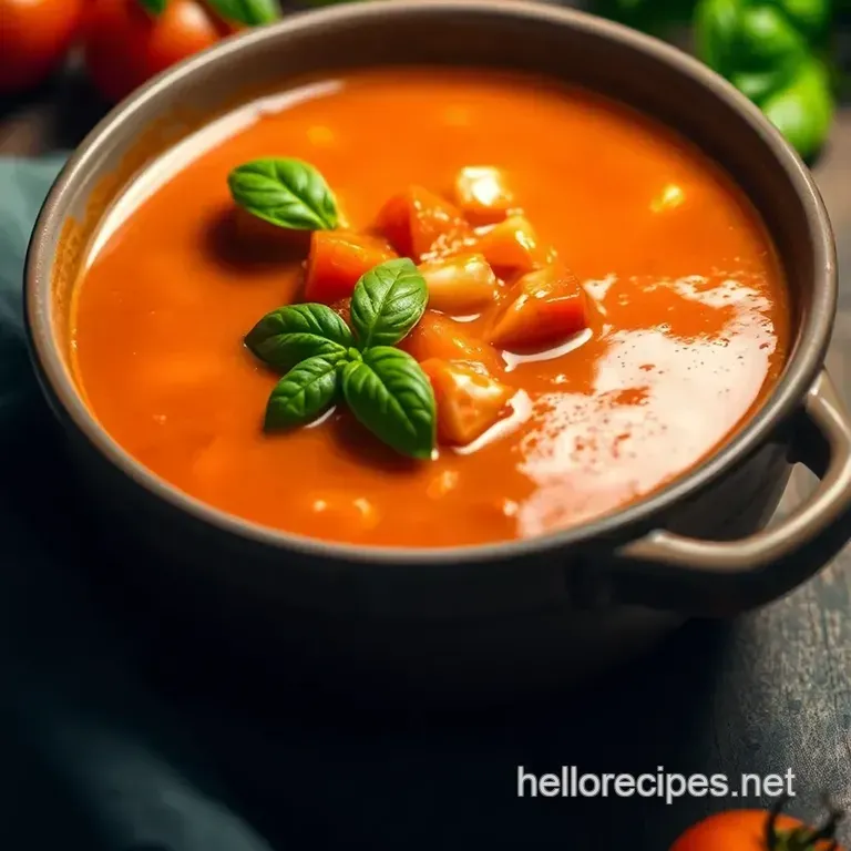 Classic Tomato Basil Soup: a Cozy Classic with a Twist presentation