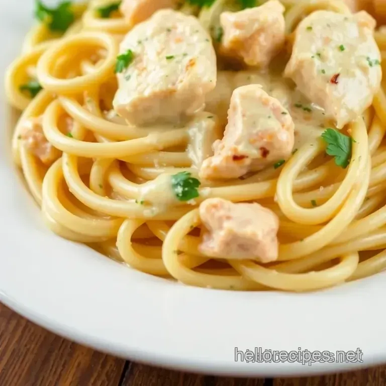 Quick & Creamy Chicken Pasta Delight presentation