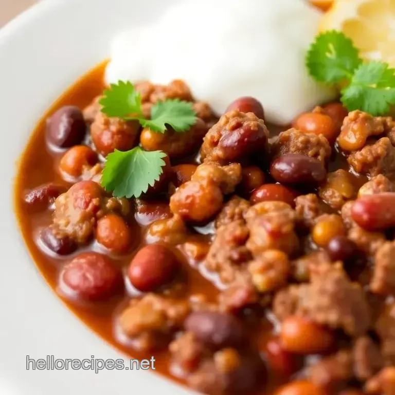 Spicy Chili with Ground Beef & Beans presentation
