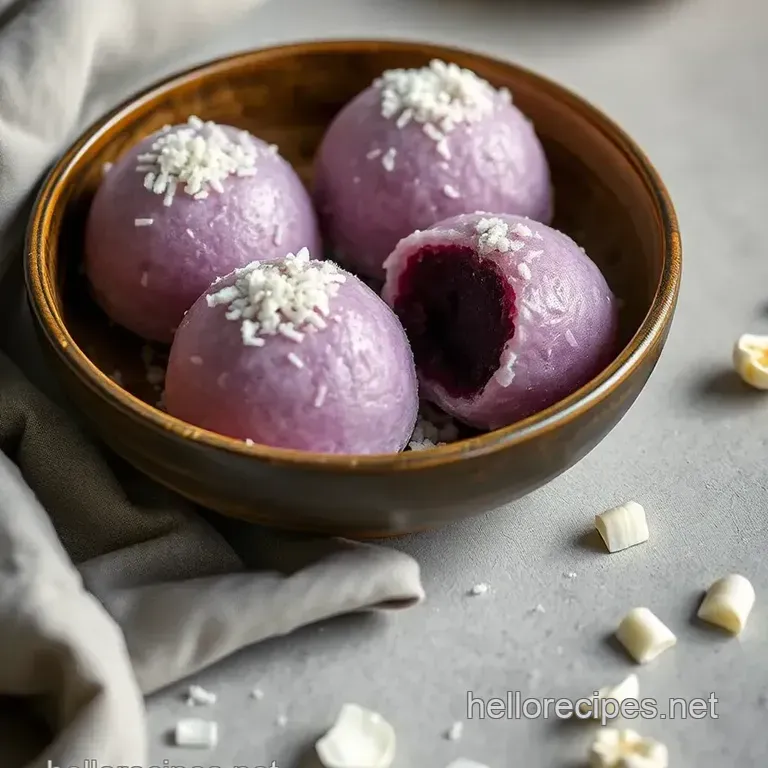 Cook Ube Mochi with Coconut Delight presentation