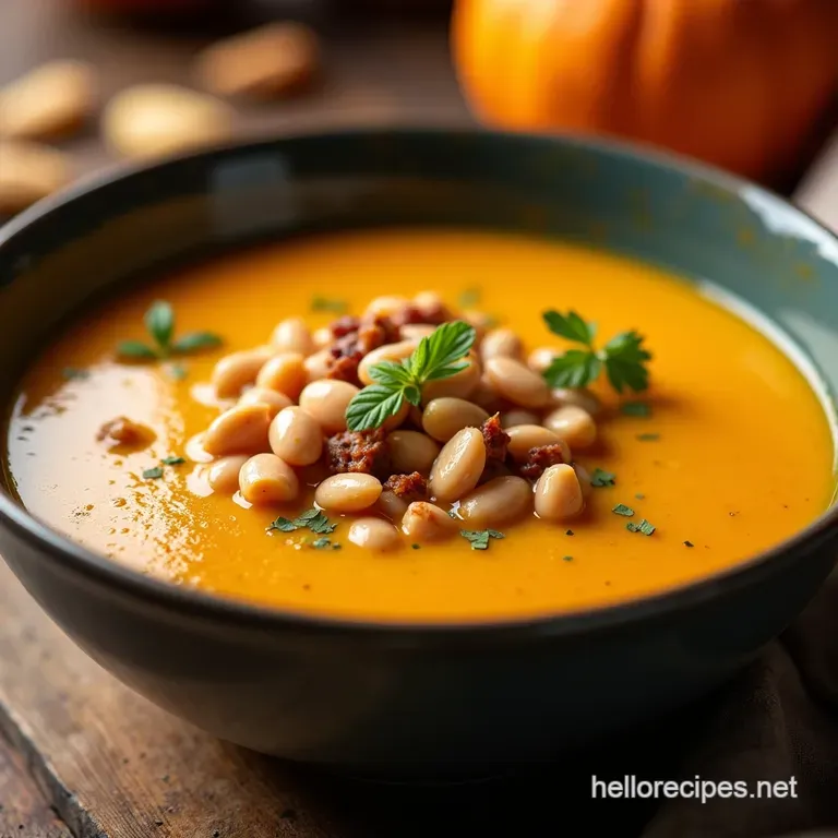 Cozy Autumn Butternut Squash White Bean Soup presentation