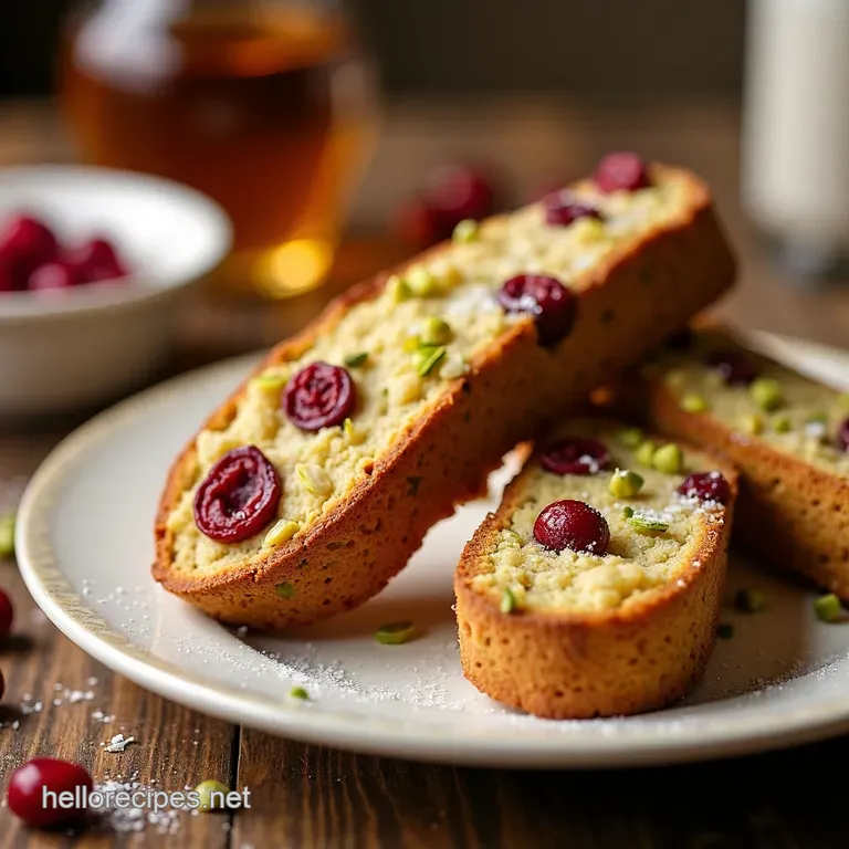 Cranberry Pistachio Biscotti presentation