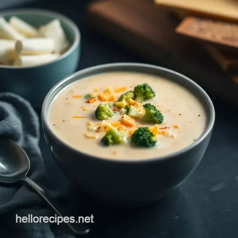 Creamy Cheddar Broccoli Soup presentation