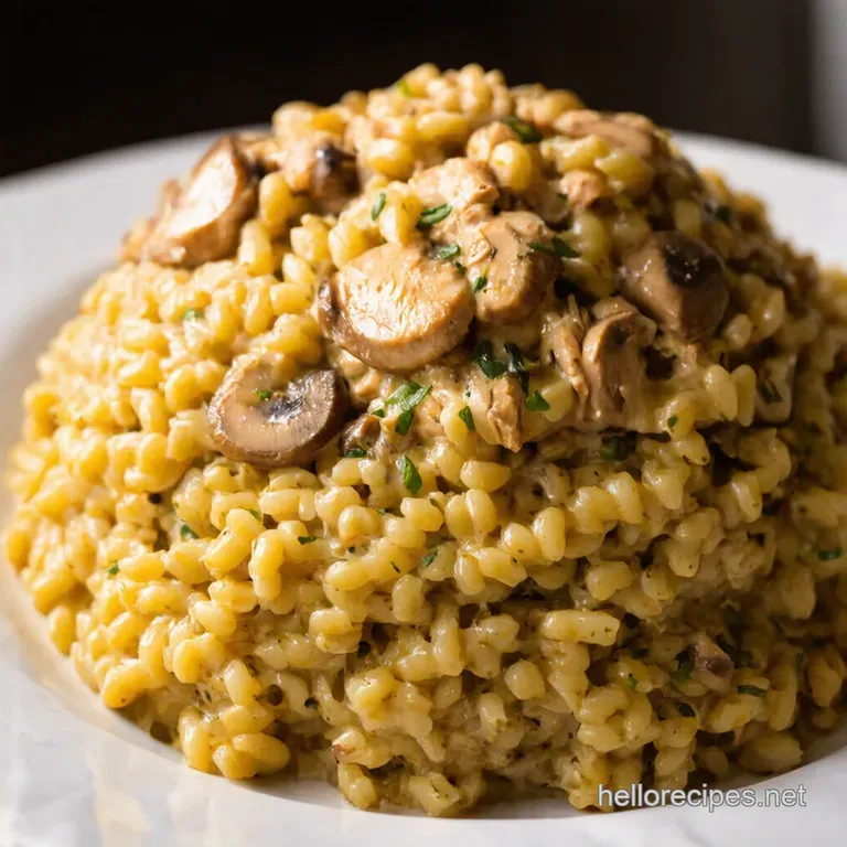 Creamy Chicken Mushroom Orzotto presentation