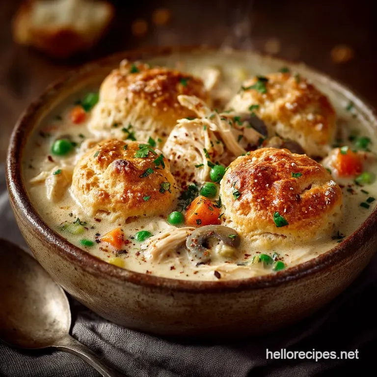 The Comfort Quota Creamy Chicken Pot Pie Soup with Herbed Scone Toppers