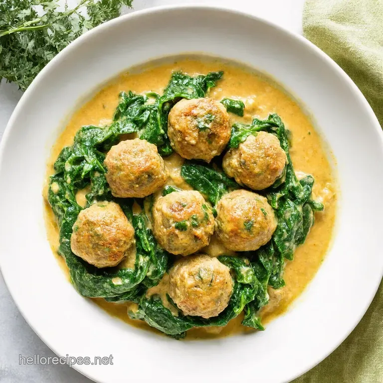 Creamy Chicken Ricotta Meatballs in Spinach Alfredo Sauce