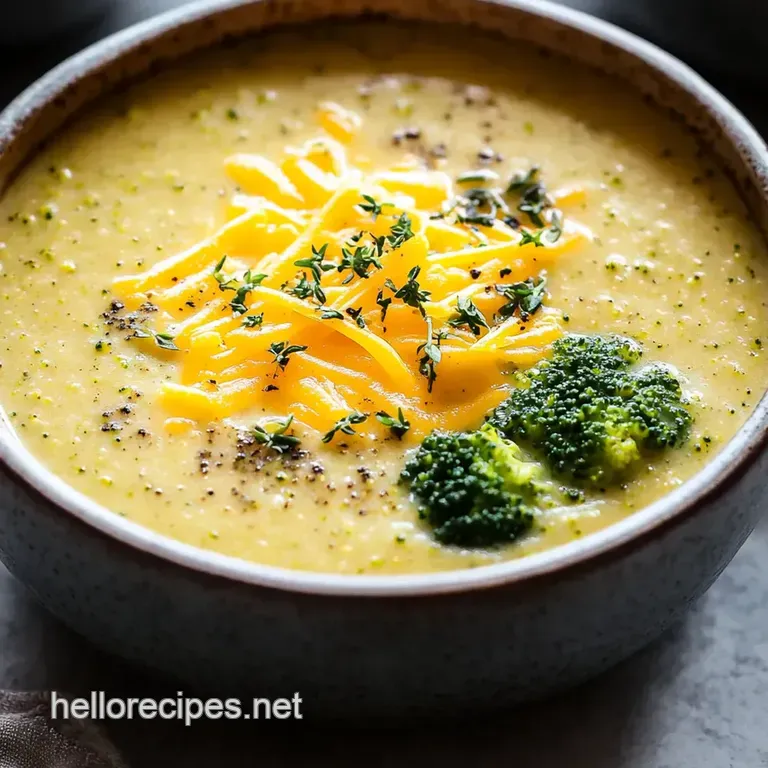 Creamy Dreamy Broccoli Cheddar Soup presentation