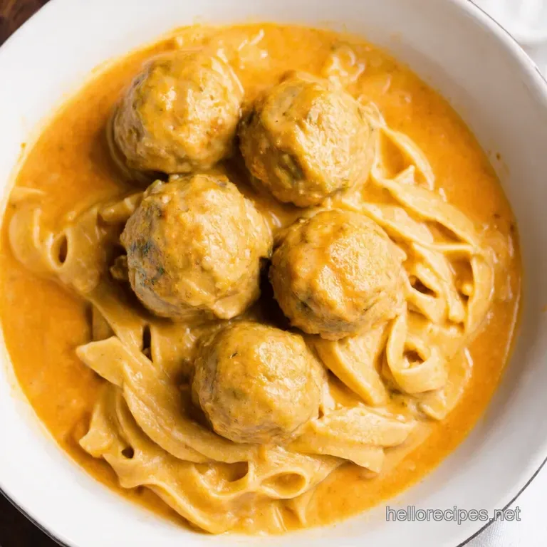 Creamy Dreamy Chicken Ricotta Meatballs in Alfredo Sauce presentation