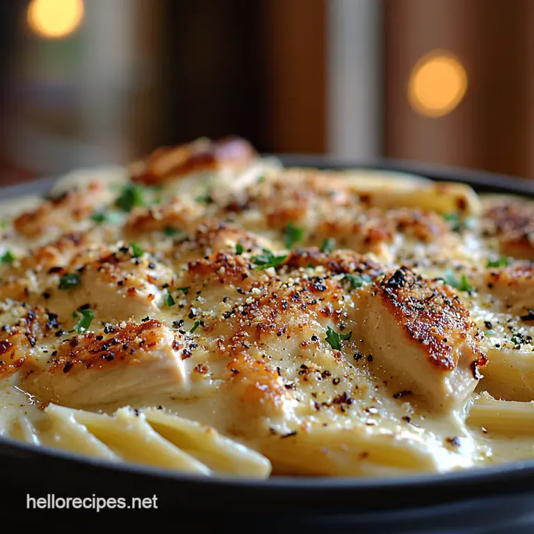 Creamy Garlic Parmesan Chicken Pasta Ready in 30 Minutes presentation