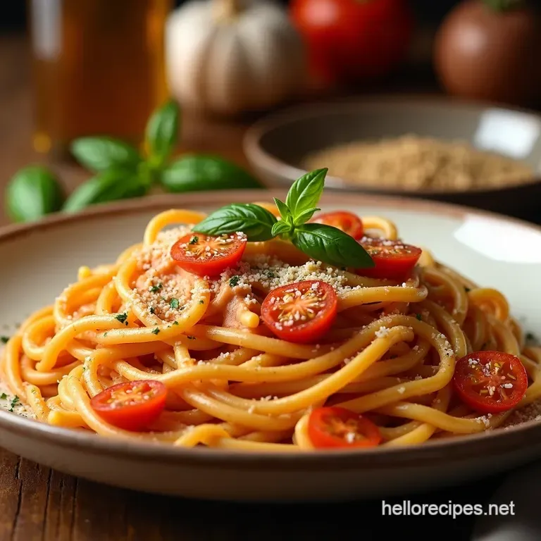 Creamy Garlic Tomato Pasta Ready in Under 30 Minutes presentation