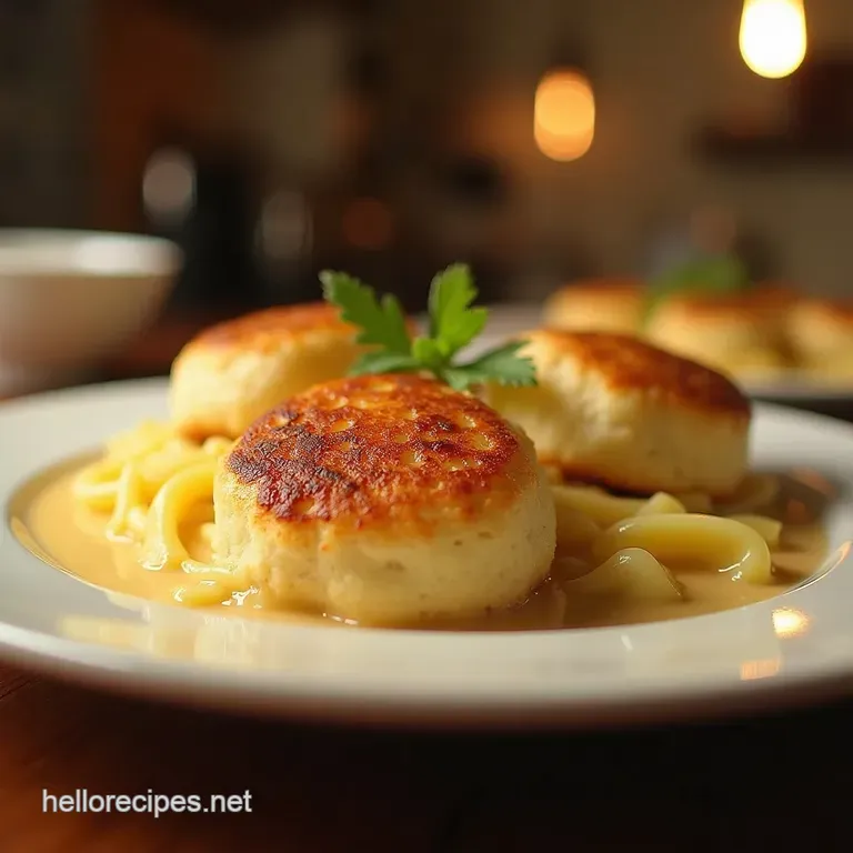 The Ultimate Comfort Classic Germanstyle Hackb&auml;llchen in Rich Cream Sauce with Fluffy Kartoffelp&uuml;ree presentation