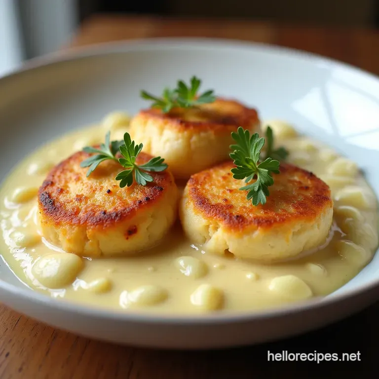 The Ultimate Comfort Classic GermanStyle Hackb&auml;llchen in Rich Cream Sauce with Fluffy Kartoffelp&uuml;ree