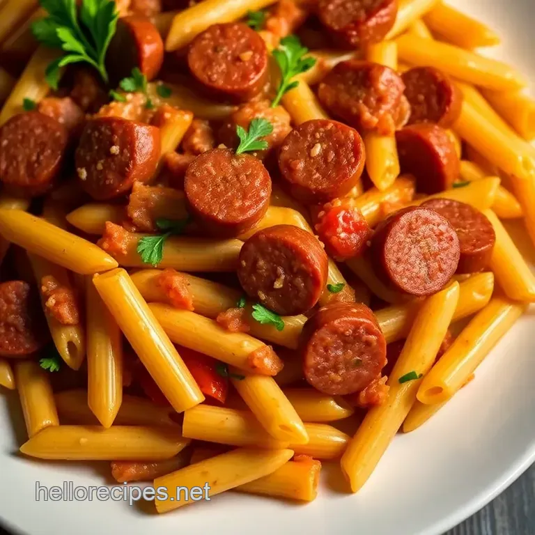 Creamy Kielbasa Pasta Skillet presentation