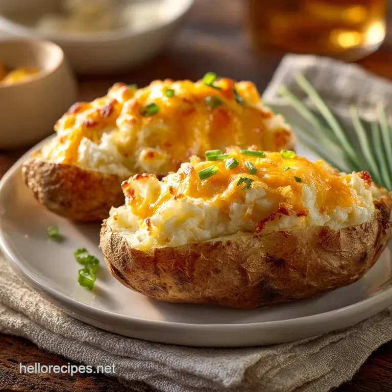 Twice Baked Potatoes: Ultimate Creamy Cheddar Filling Crispy Jacket