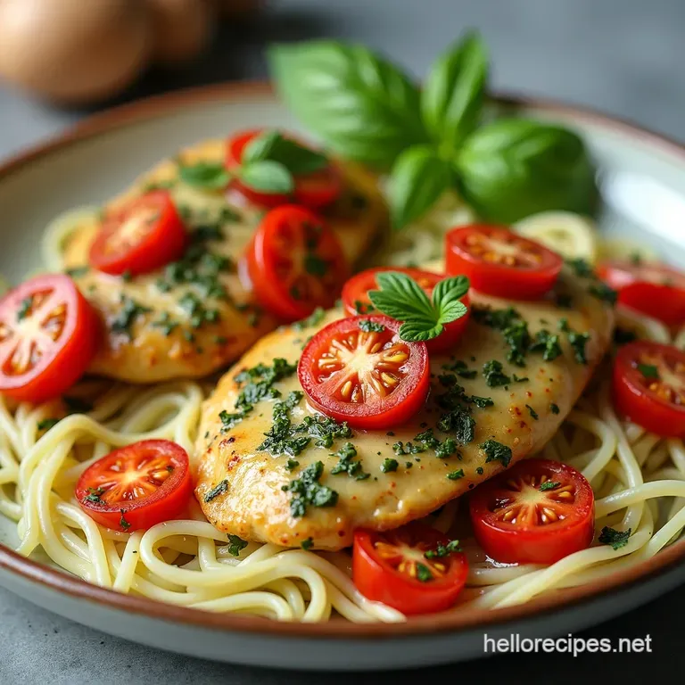 Creamy Pesto Chicken with Burst Cherry Tomatoes