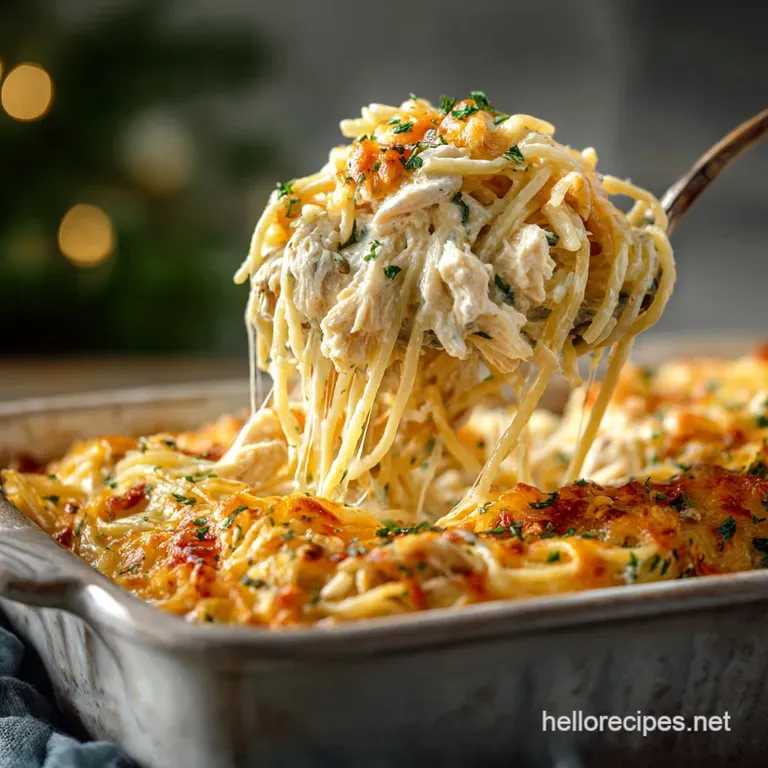 The Great American Bake Creamy Ranch Chicken Spaghetti Casserole presentation