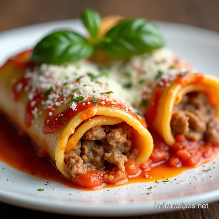 Creamy Ricotta Stuffed Manicotti with Hearty Meat Sauce