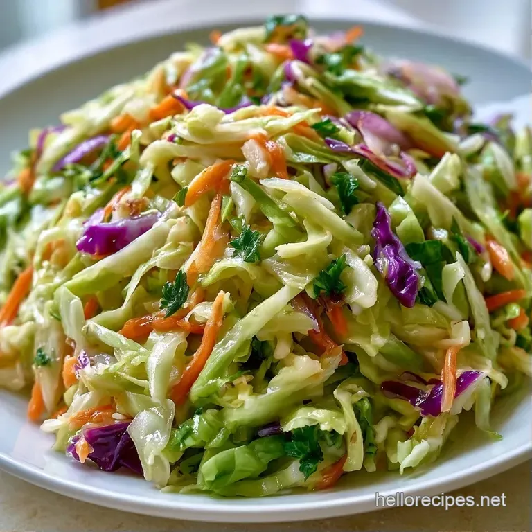 A chilled heap of creamy shredded cabbage and carrots served in a white ceramic bowl on a rustic wooden table.