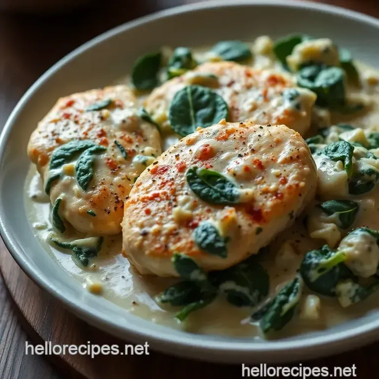 Creamy Spinach and Artichoke Stuffed Chicken Breast presentation