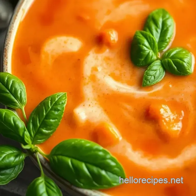 Creamy Tomato and Basil Soup presentation