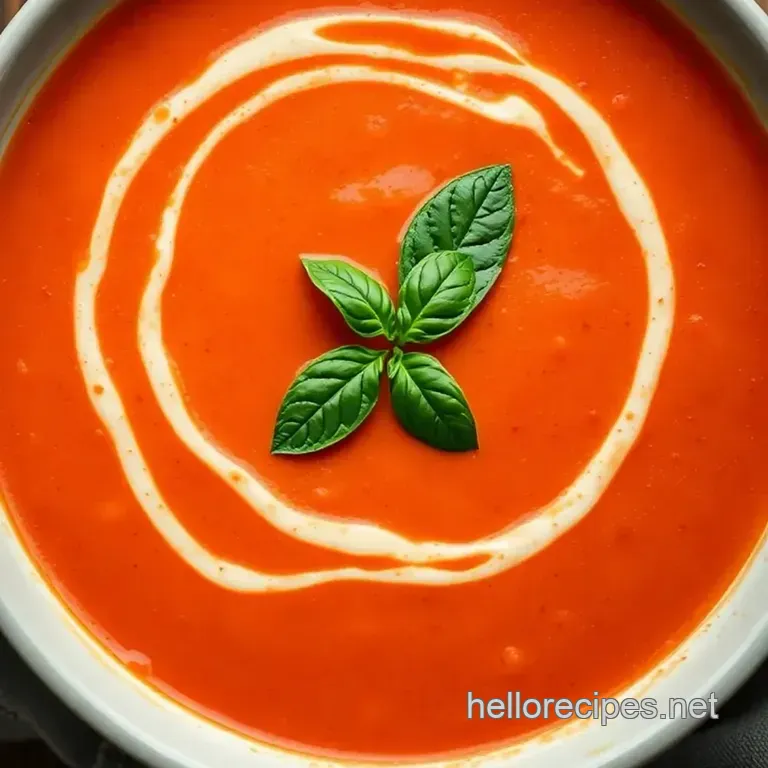 Creamy Tomato Basil Soup presentation