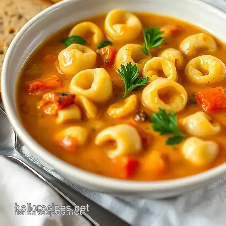 Creamy Tomato Tortellini Soup presentation