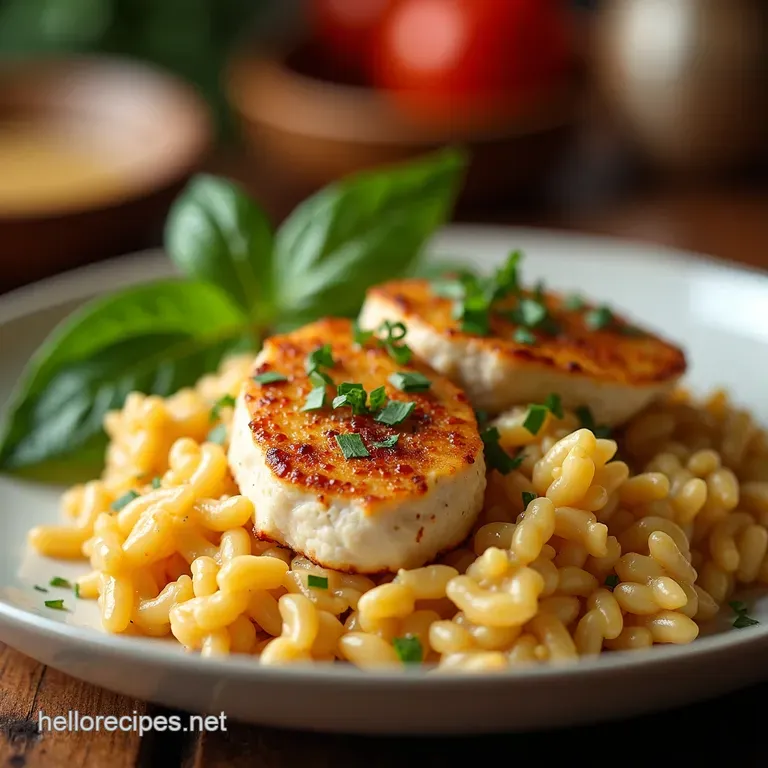 Creamy Tuscan Chicken with Cauliflower Risotto presentation