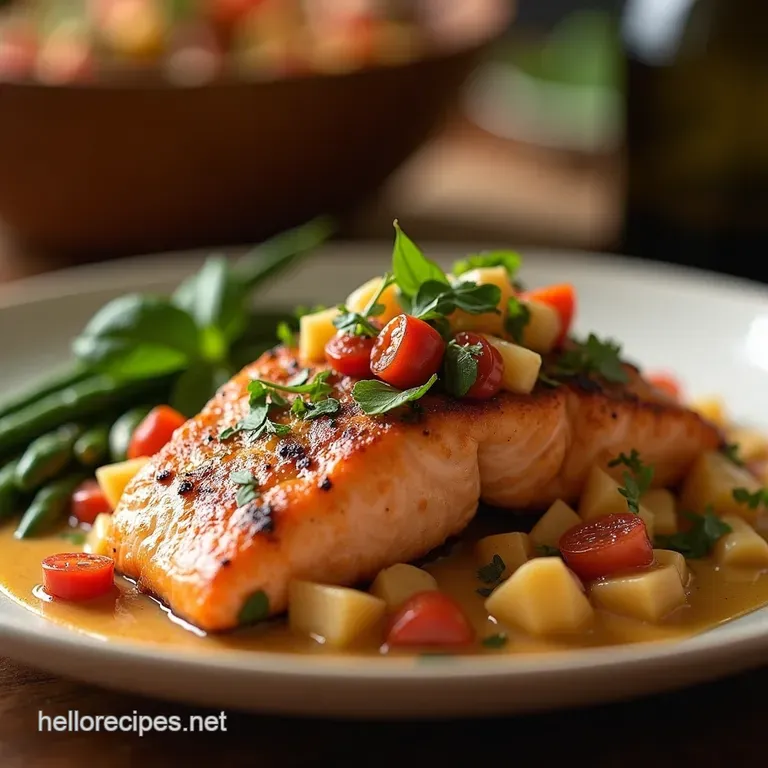 Sunset in Tuscany PanSeared Salmon with Creamy Tuscan Sauce presentation