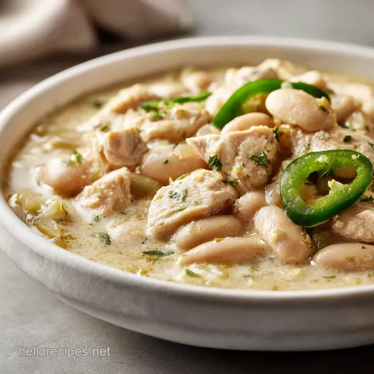 A white ceramic bowl of creamy stew topped with sliced avocado, shredded cheese, and a lime wedge on a wooden table.