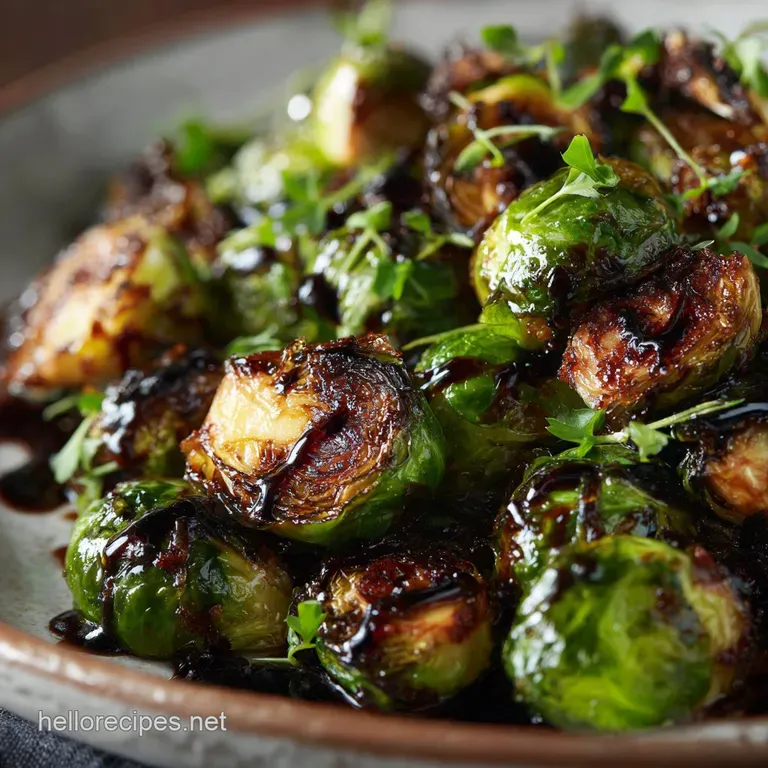 The Crispy Crown Jewel Air Fryer Brussels Sprouts with Balsamic Drizzle presentation