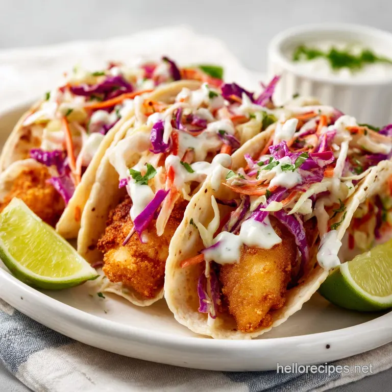 Fish Tacos: Crispy Baja with Zesty Lime Crema presentation