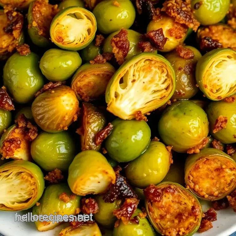 Crispy Caramelized Brussels Sprouts with Balsamic Glaze presentation