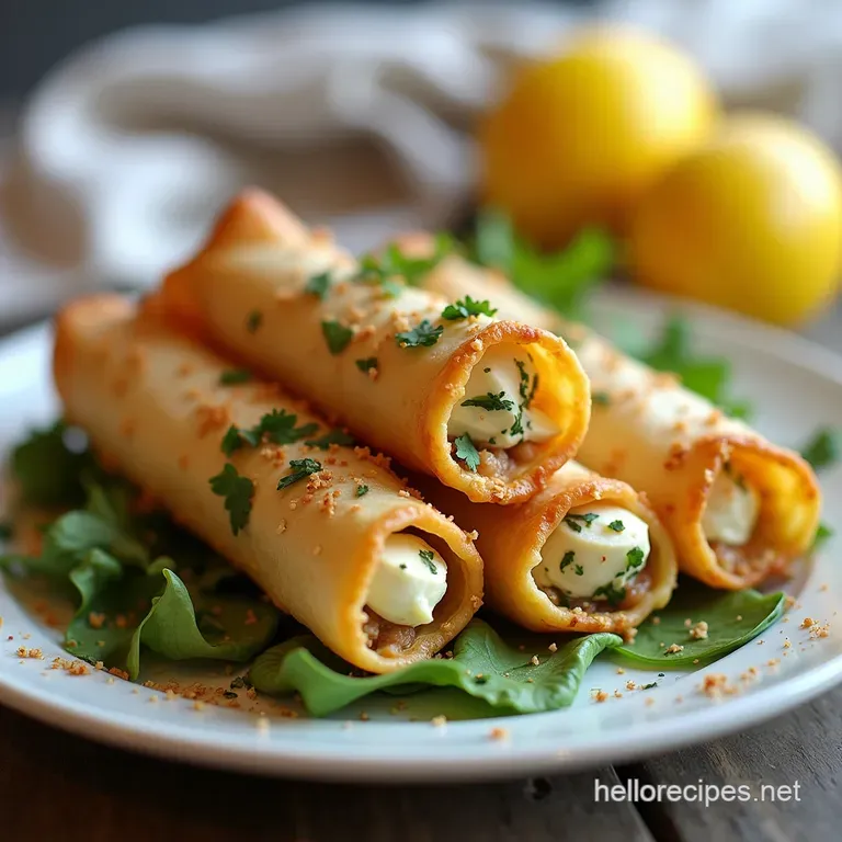 Mediterranean Crispy Feta Rolls with Lemon Drizzle Mediterranean Crispy Feta Filo Cigars with LemonOregano Drizzle