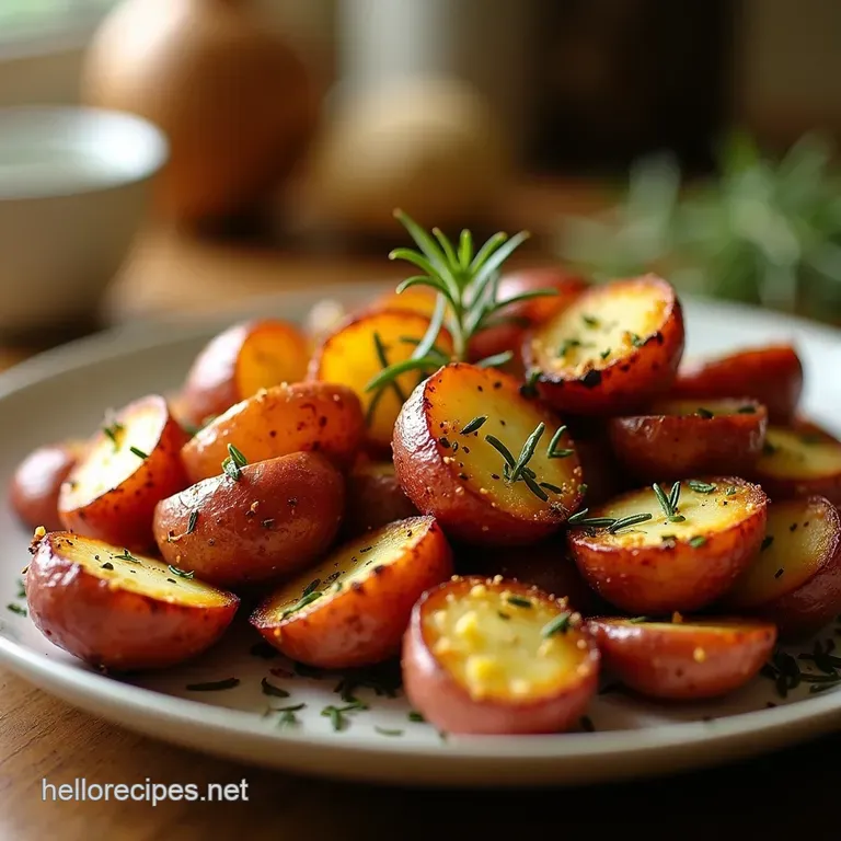 The Ultimate Crispy Garlic Rosemary Roasted Red Potatoes presentation