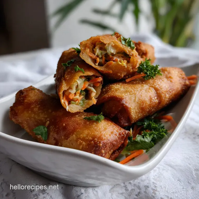 Crispy Homemade Veggie Egg Rolls Recipe presentation