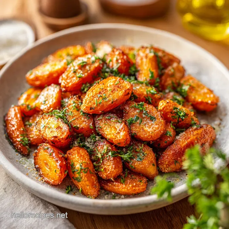 Vibrant orange smashed carrots artfully arranged on a white plate, glistening with olive oil.
