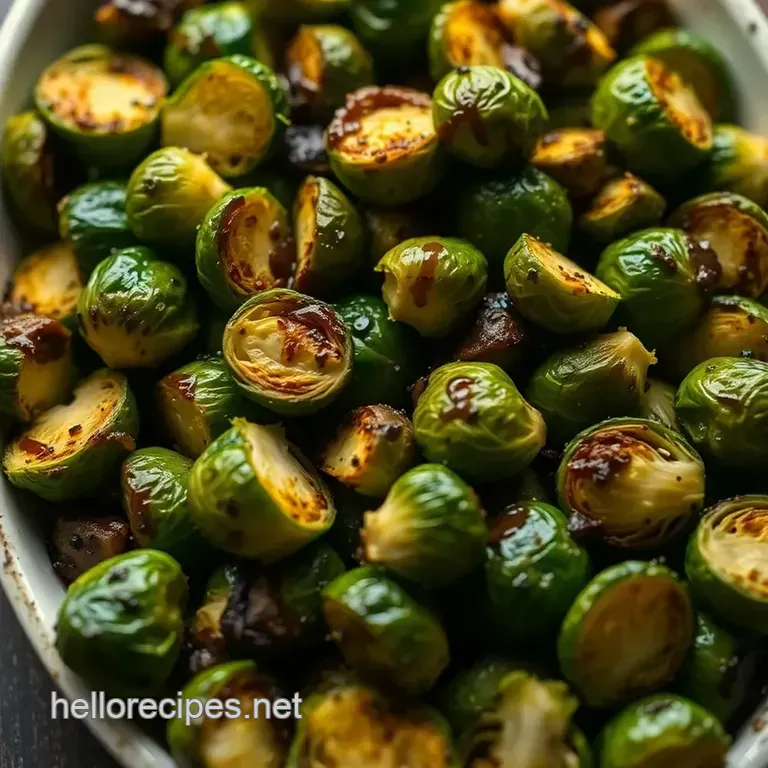 Crispy Roasted Brussels Sprouts with Balsamic Glaze presentation