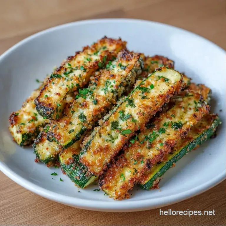 Elegant stack of crispy breaded rounds with melted white cheese and a sprig of fresh basil on a white ceramic plate.