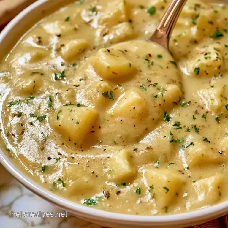 Elegant bowl of thick cream soup topped with a swirl of cream, crispy bacon bits, and fresh chopped parsley.