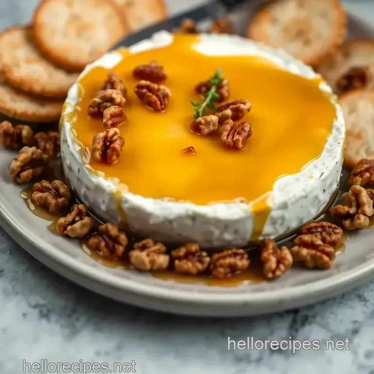 Decadent Baked Brie with Honey and Walnuts presentation