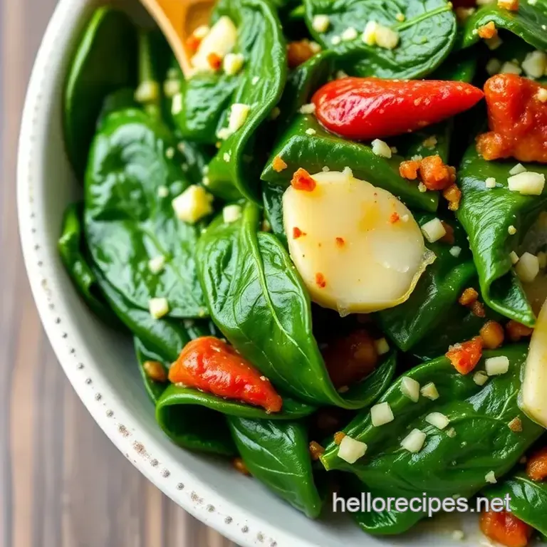 Delicious Stir-Fried Spinach with Garlic presentation