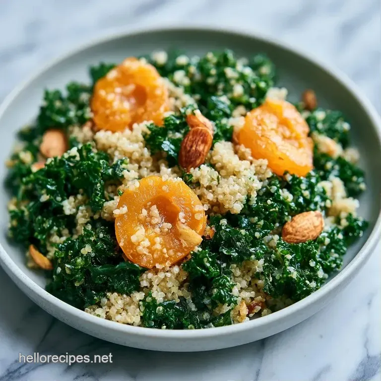 A white plate featuring a neat mound of fluffy grains, vivid orange fruit bits, and a sprinkle of fresh mint leaves.